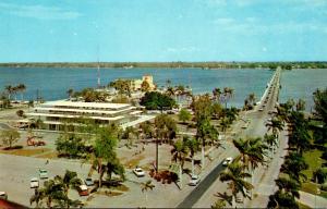 Florida Bradenton Municipal Auditorium Yacht Basin & Green Bridge Looking North