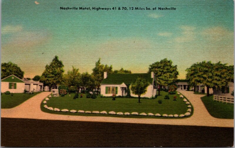 Linen Postcard Nashville Motel Highways 41 & 70 in Antioch Nashville Tennessee