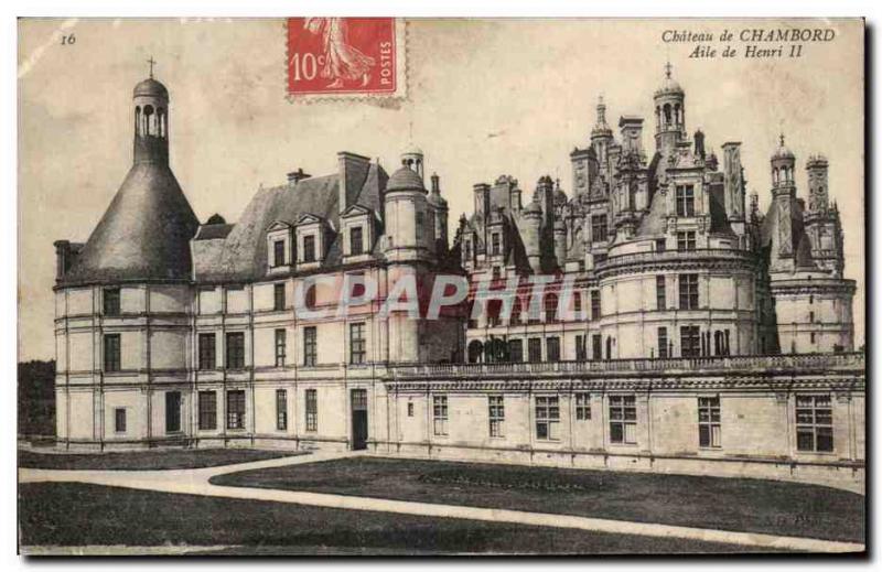 Old Postcard Chambord Castle Henry II Wing