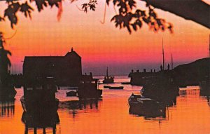 CAPE ANN, MA Massachusetts PINK SKY CRACK O DAWN~Rockport Harbor Chrome Postcard