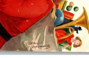 Vintage 1907 Ellen Clapsaddle Christmas Postcard Cute Girl Gives Santa Her List