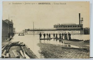 Inondations Janvier 1910 ARGENTEUIL Usines Dietrich Flood Factory Postcard L13