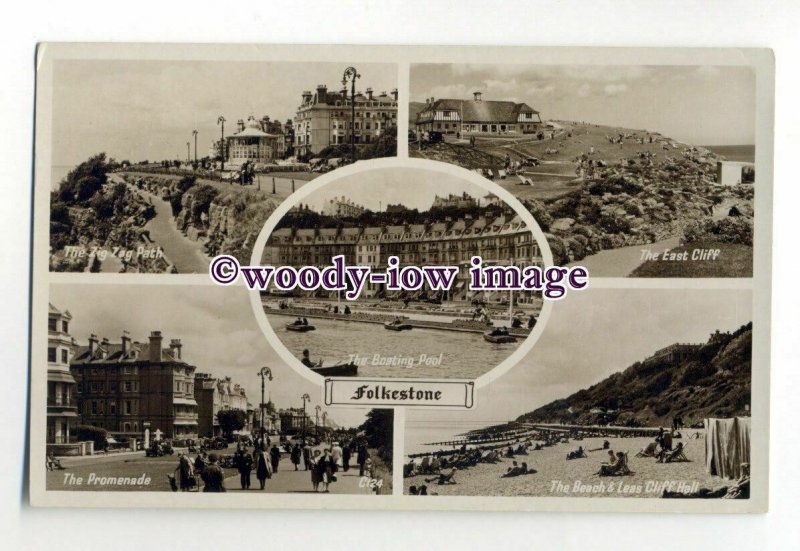 tq2089 - Kent - Multiview x 5, Various Views around Folkestone - Postcard 