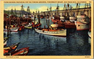 Purse Seiners Fisherman's Wharf San Francisco CA c1950 Vintage Postcard C59