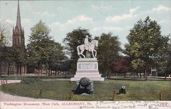 Washington Monument West Park Alleghany Pennsylvania 1908