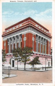 Brooklyn, New York NY   MASONIC TEMPLE Fraternal Order ca1920's Vintage Postcard