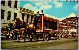 Parade Famous Cage Wagons Peru Indiana IN Early Circus Heritage Postcard