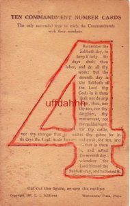 TEN COMMANDMENT NUMBER CARDS 4 copyright 1897 Kilborne Cut out or sew outline