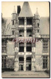Old Postcard Chateaudun Chateau Staircase Honnour