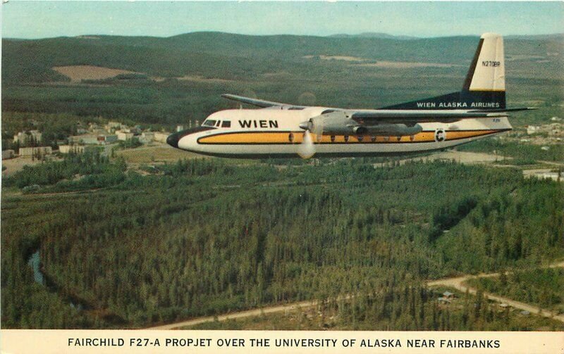 Alaska Airline Advertising Alaska 1960s in flight Postcard Fairchild F27-A 5603