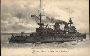 French Navy Brest France Battleship Depart du Gaulois 1921 Cancel PC