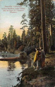 Indian Maidens LAKE TAHOE California Native Americana 1911 Vintage Postcard