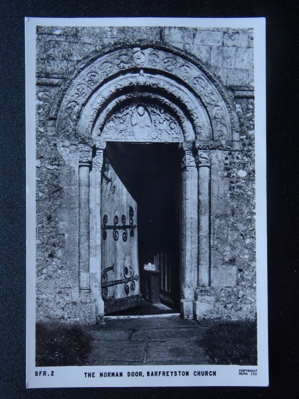 Kent Dover BARFREYSTON Church & Norman Door - Old RP Postcard
