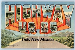 1951 Greetings From Highway US 85 Big Letters New Mexico Correspondence Postcard