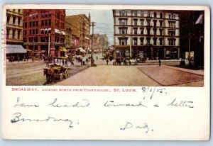 1905 St Louis Missouri MO Postcard Broadway Looking North Court House Buildings