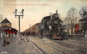 Plainfield New Jersey Train Station CRR 7AM train Vintage Postcard AA67086