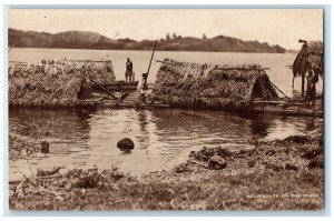 c1910 Houseboats on the River Fiji Antique Posted Tuck Art Postcard