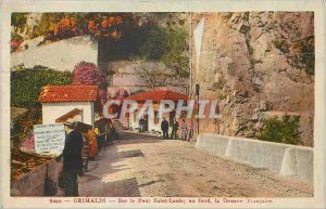 Old Postcard Grimaldi - the St. Louis Bridge in the background fran�aise customs