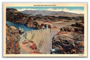 View From Elks Point Boulder Hoover Dam Boulder City NV UNP Linen Postard V4