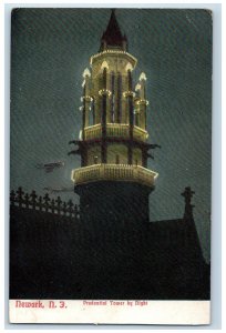 c1905 Prudential Tower By Night Newark New Jersey NJ Antique Unposted Postcard