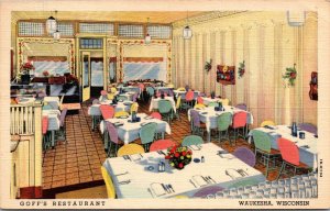 Linen Postcard Goff's Restaurant in Waukesha, Wisconsin~136568