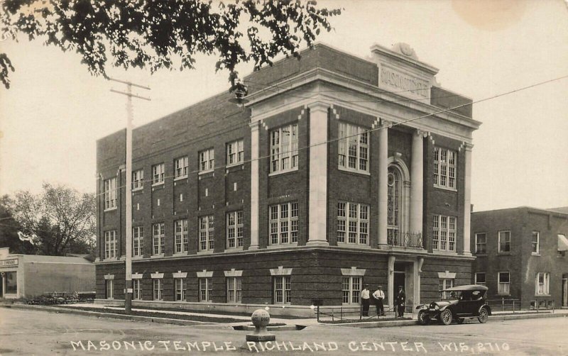 Richland Center WI Masonic Temple Real Photo Postcard