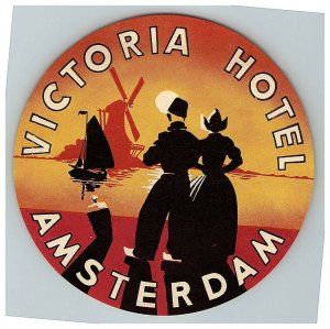 Victoria Hotel Amsterdam Luggage Label Sticker Stamp Vintage Netherlands