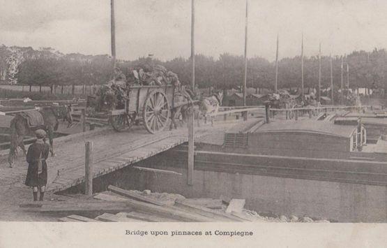 Bridge Upon Pinnaces at Compiegne French Antique WW1 Military Postcard