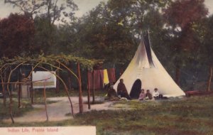 Indian Life Prairie Island Minnesota Tent Antique India Postcard