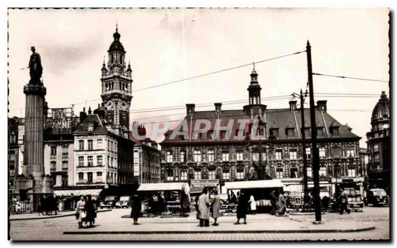 Old Postcard Lille Nord of General de Gaulle Place Left To the Goddess in the...