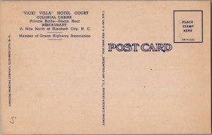 Postcard Vicki Villa Hotel Court Elizabeth City NC