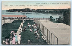 BAR HARBOR, Maine ME ~ Swimming Club TENNIS COURTS Handcolored 1908 UDB Postcard