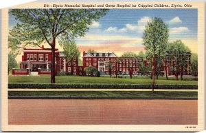 Elyria Ohio, Memorial Hospital, Gates Hospital for Crippled Children, Postcard