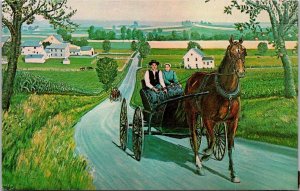 Pennsylvania Amish Courting Carriage Painting By H J Loewen Sr