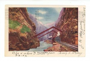 CO - Royal Gorge. Hanging Bridge, Train   (wear)