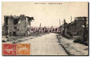 Postcard Old Vailly Avenue De la Gare Army