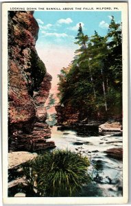Looking Down the Sawkill Above the Falls Milford PA Vintage Postcard N40