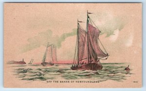 Off the Banks of Newfoundland Canada artist drawn signed Postcard