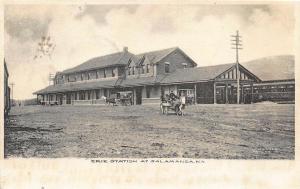 Salamanca NY Railroad Station Train Depot Horse & Wagon Postcard