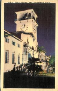 Court House at Santa Barbara CA, California - pm 1939 - Linen