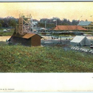 1916 Joliet, ILL Electric Park Litho Photo Postcard Amusement Park A47