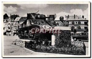 Old Postcard Bastogne Tank and Bust Generale Mac Wuliffe