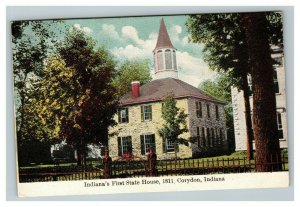 Vintage 1930's Postcard Indiana's First State House Corydon Indiana