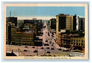 1945 Corner Portage Avenue and Main Street Winnipeg Manitoba Canada Postcard