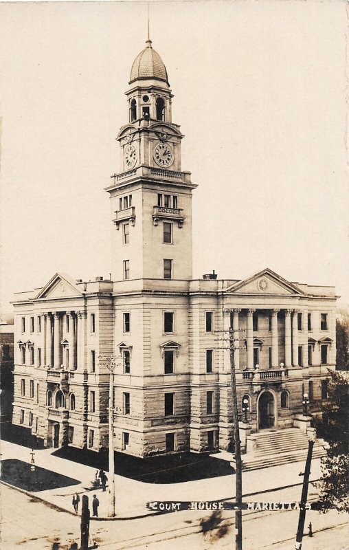 H89/ Marietta Ohio RPPC Postcard c1910 Court House Building 207