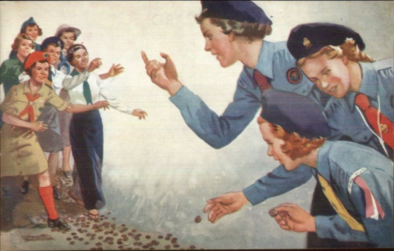 Girl Guides Association & Girl Scouts 1953 Kenneth Brookes Art Postcard