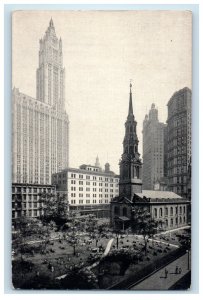 c1905 St. Paul's Chapel Trinity Parish Broadway, Fulton Sts. NY Postcard