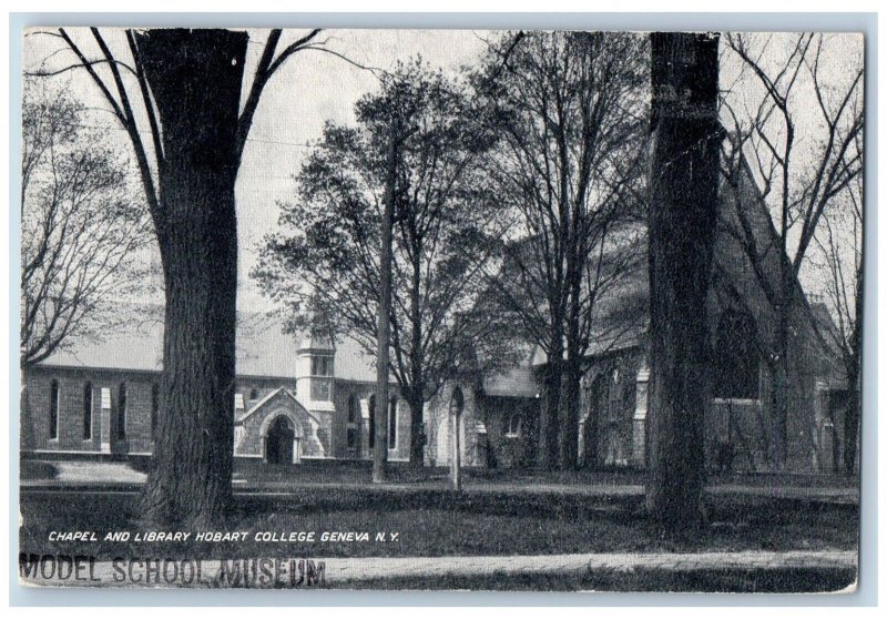 Geneva New York NY Postcard Chapel Library Hobart College Building 1918 Vintage