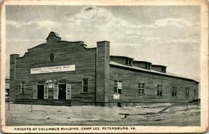 Camp Lee Petersburg VA Knights of Columbus Building DB Postcard T18