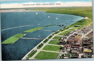 postcard Corpus Christi, Texas - Airview of Bay Front